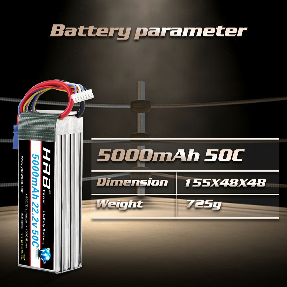 6S Lipo Battery 22.2V 5000Mah - HRB 6S Lipo Batterij 22.2V 5000mAh