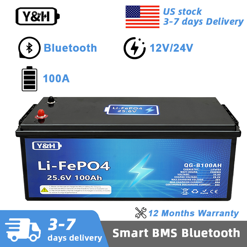 [Lokale levering] Y&H 12V 24V  - Lifepo4 12V 100Ah Bms Bluetooth recensie en prijs
